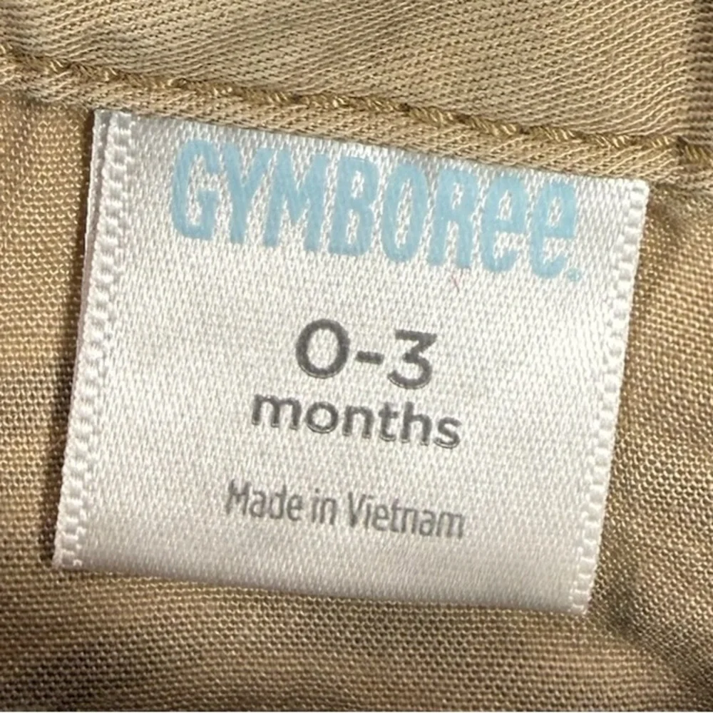 GYMBOREE Baby Boys'‎ Khaki Jungle Safari Cargo 100% Cotton Button Up Romper 0-3M